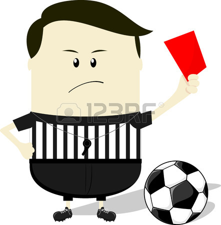 442x450 Cartoon Illustration Of Soccer Referee Showing Yellow Card Royalty