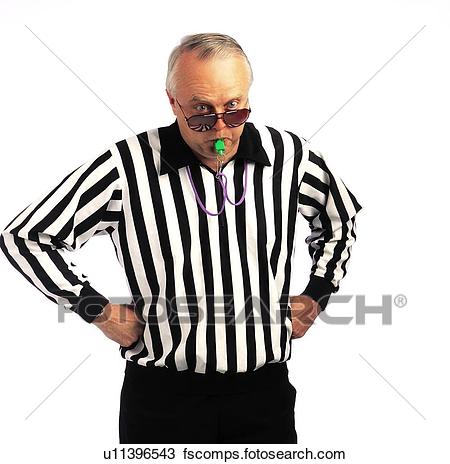450x464 Stock Photo Of Referee With Hands On Hips Blowing A Whistle