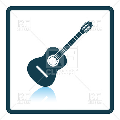 400x400 Shadow Reflection Design Of Acoustic Guitar Icon Royalty Free