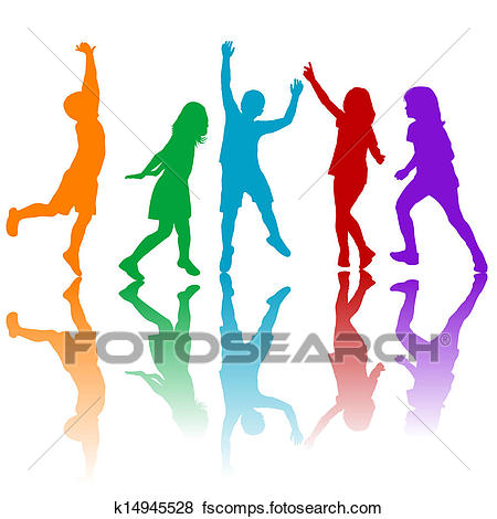 450x470 Clipart Of Set Of Colored Dancing, Jumping And Posing Teenagers