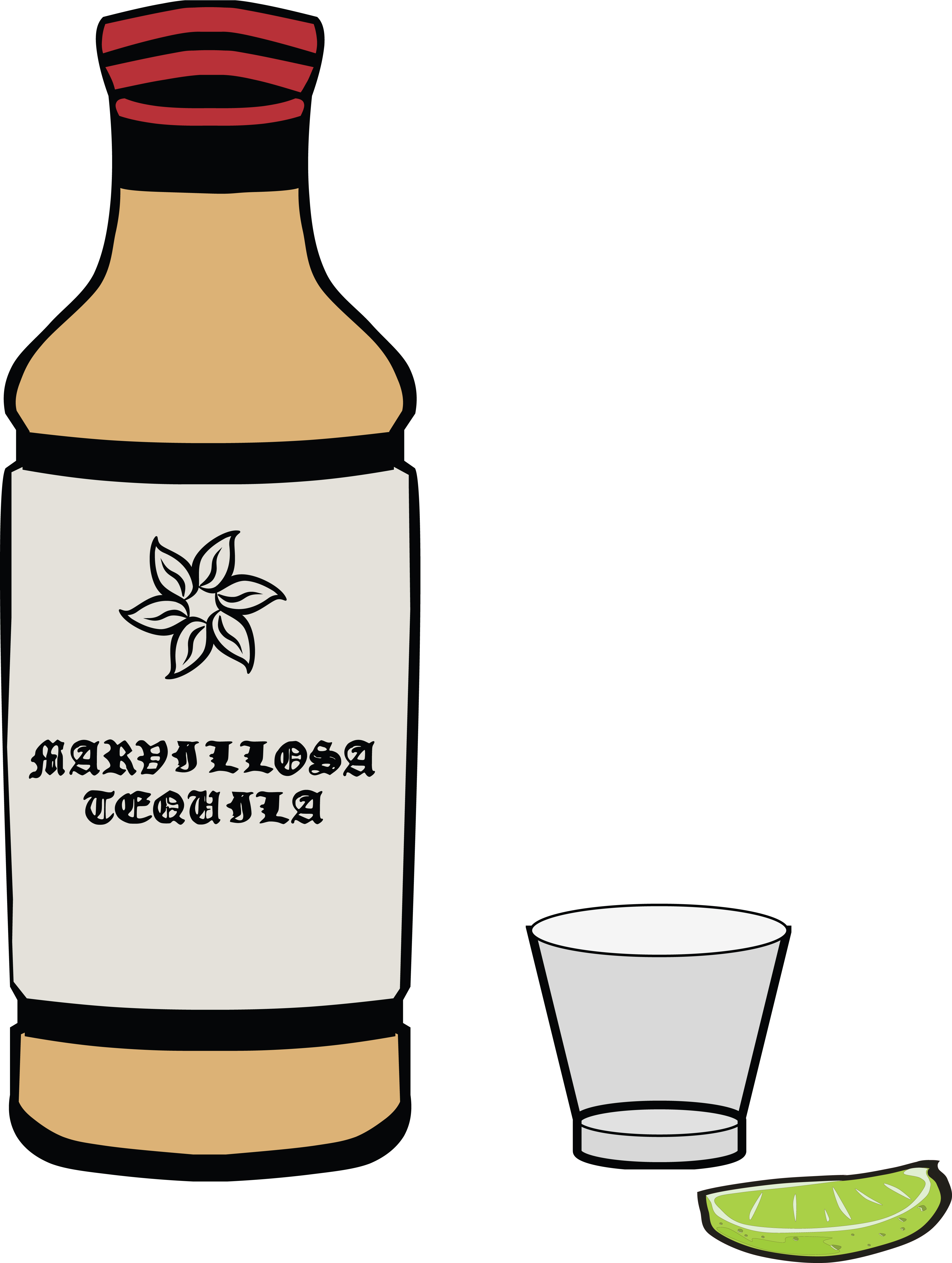 4000x5308 Clipart Of A Bottle Of Tequila
