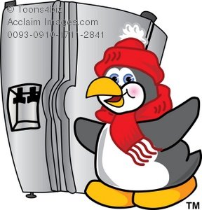 288x300 Clipart Cartoon Penguin Opening The Fridge