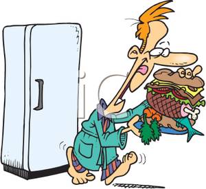 300x275 Man With A Giant Sandwich Leaving The Fridge Clip Art Image