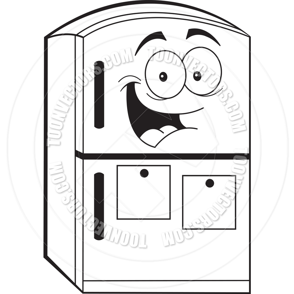 940x940 Cartoon Refrigerator (Black And White Line Art) By Kenbenner