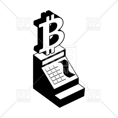 400x400 Cash Register With Bitcoin Sign Royalty Free Vector Clip Art Image