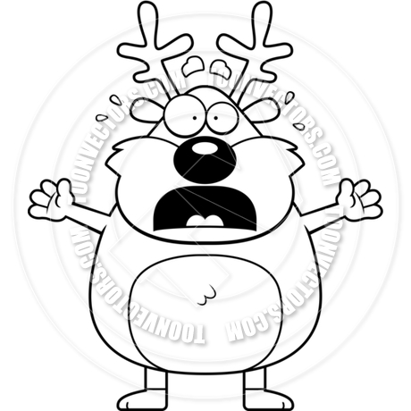 460x460 Cartoon Reindeer Scared (Black And White Line Art) By Cory Thoman