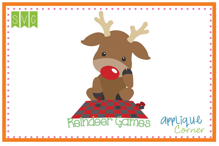 900x600 Applique Corner Reindeer Games Cuttable Svg Clipart
