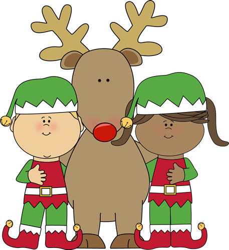 457x500 Christmas Elves With Reindeer Clip Art