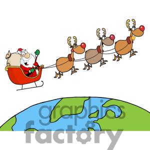 300x300 Free Santa And Reindeer Clipart
