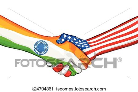 450x301 Clipart Of India America Relationship K24704861