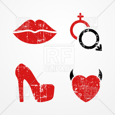 400x400 Woman, Passion And Relationship Symbols Royalty Free Vector Clip