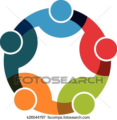 450x461 Clip Art Of Teamwork Social Network, Group Of 5 People Business