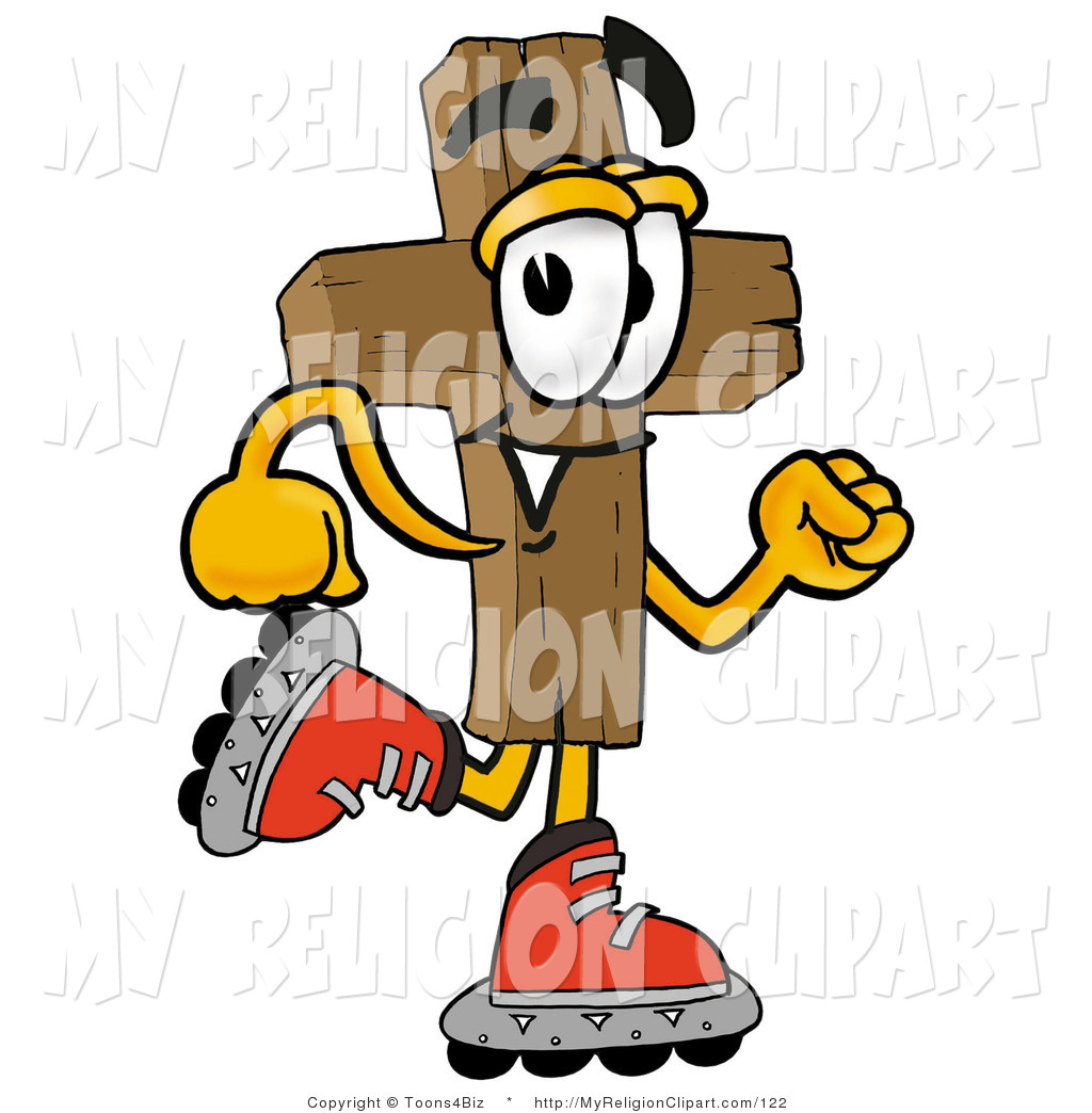 1024x1044 Religion Clip Art Of A Wooden Christian Cross Mascot Cartoon