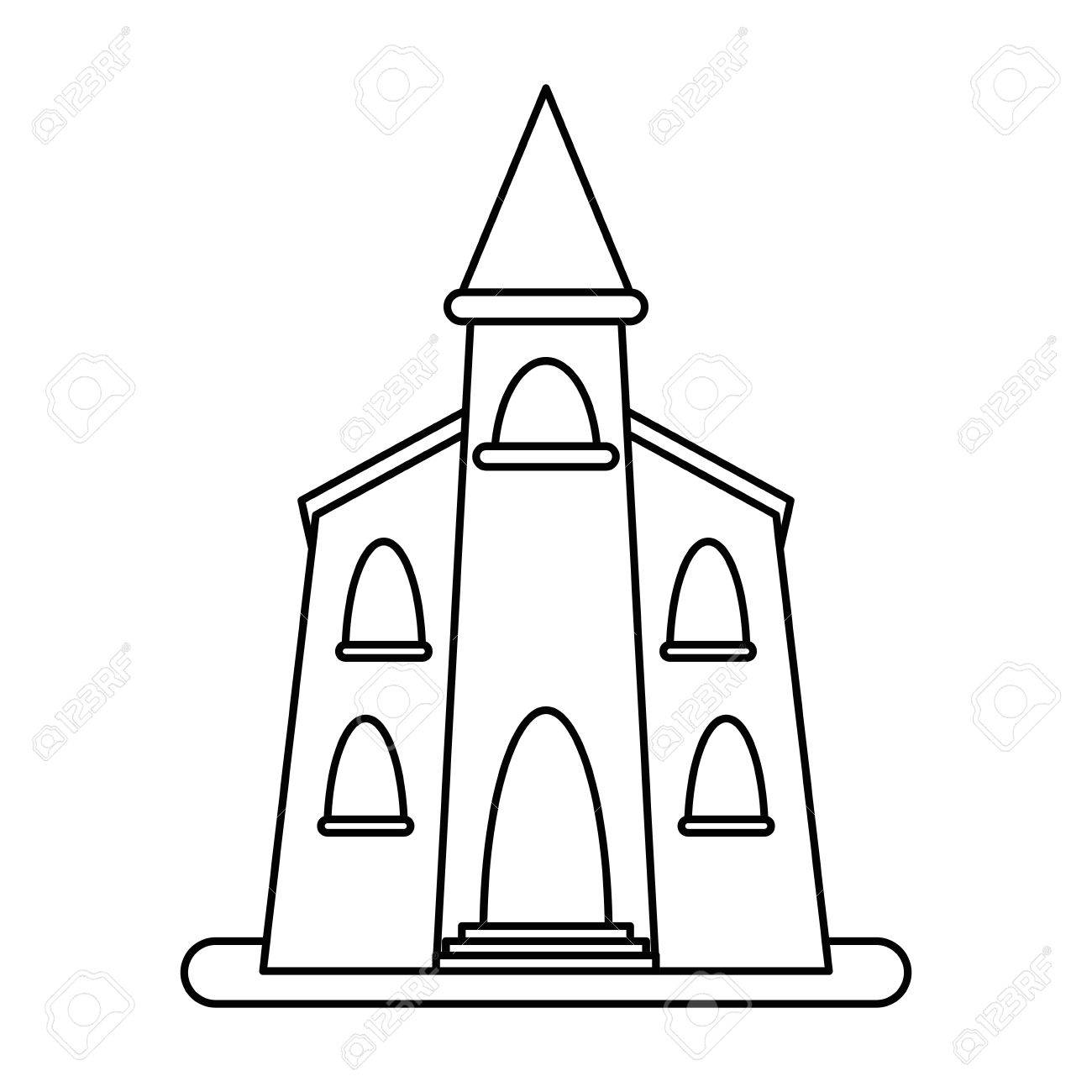 1300x1300 Church Building Religious Christian Outline Vector Illustration