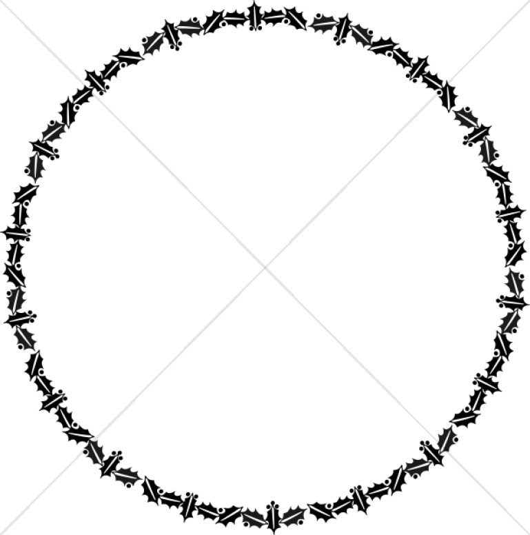 769x776 Circular Holly Border In Black And White Christian Christmas Borders