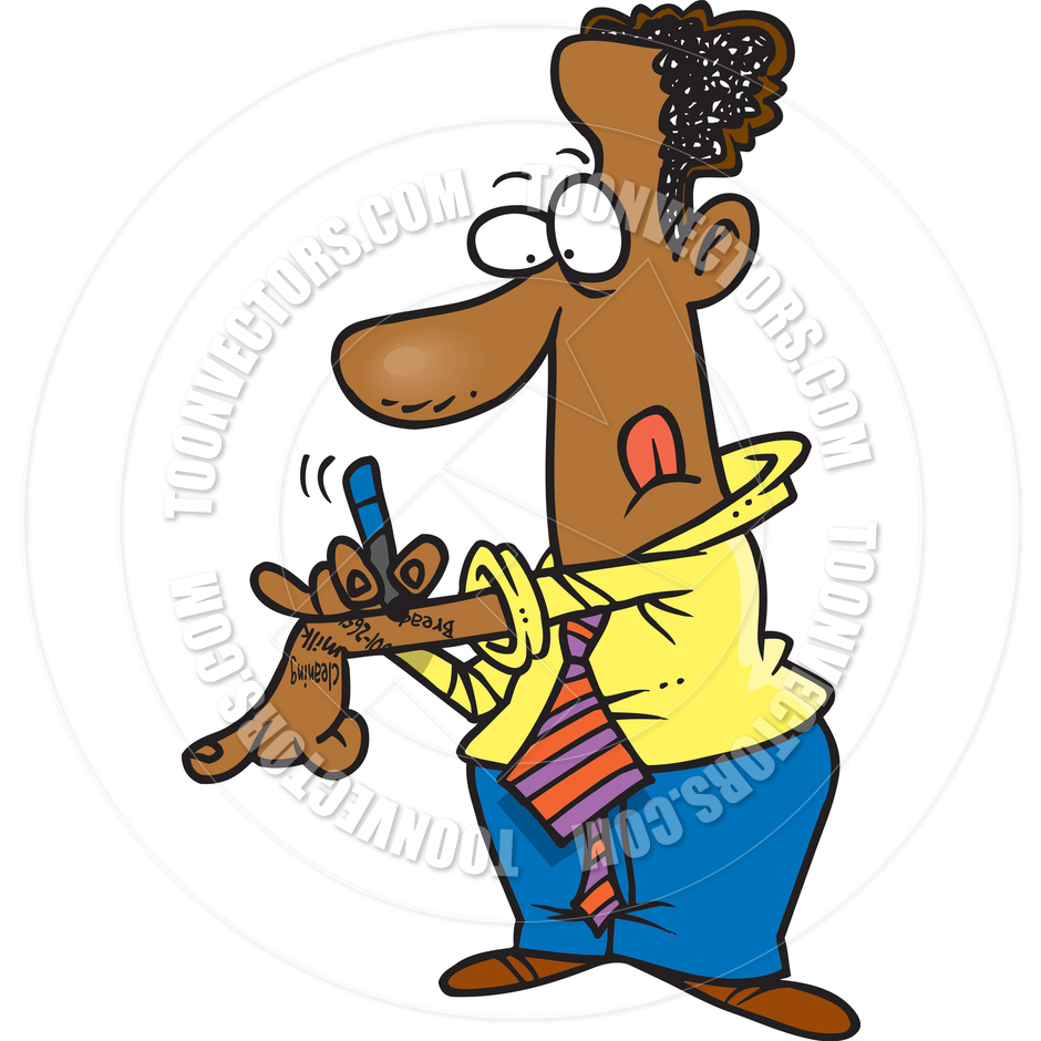 940x940 Cartoon Man Making Reminder Notes By Ron Leishman Toon Vectors