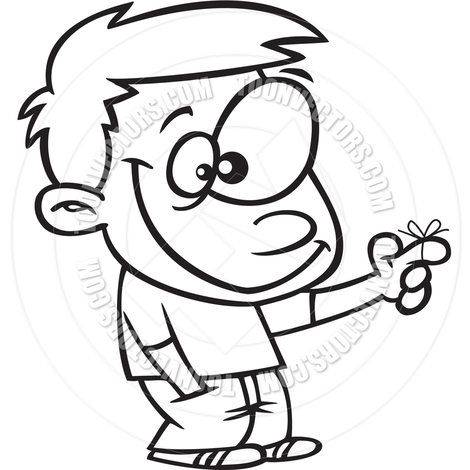 940x940 Cartoon Boy Reminder (Black And White Line Art) By Ron Leishman