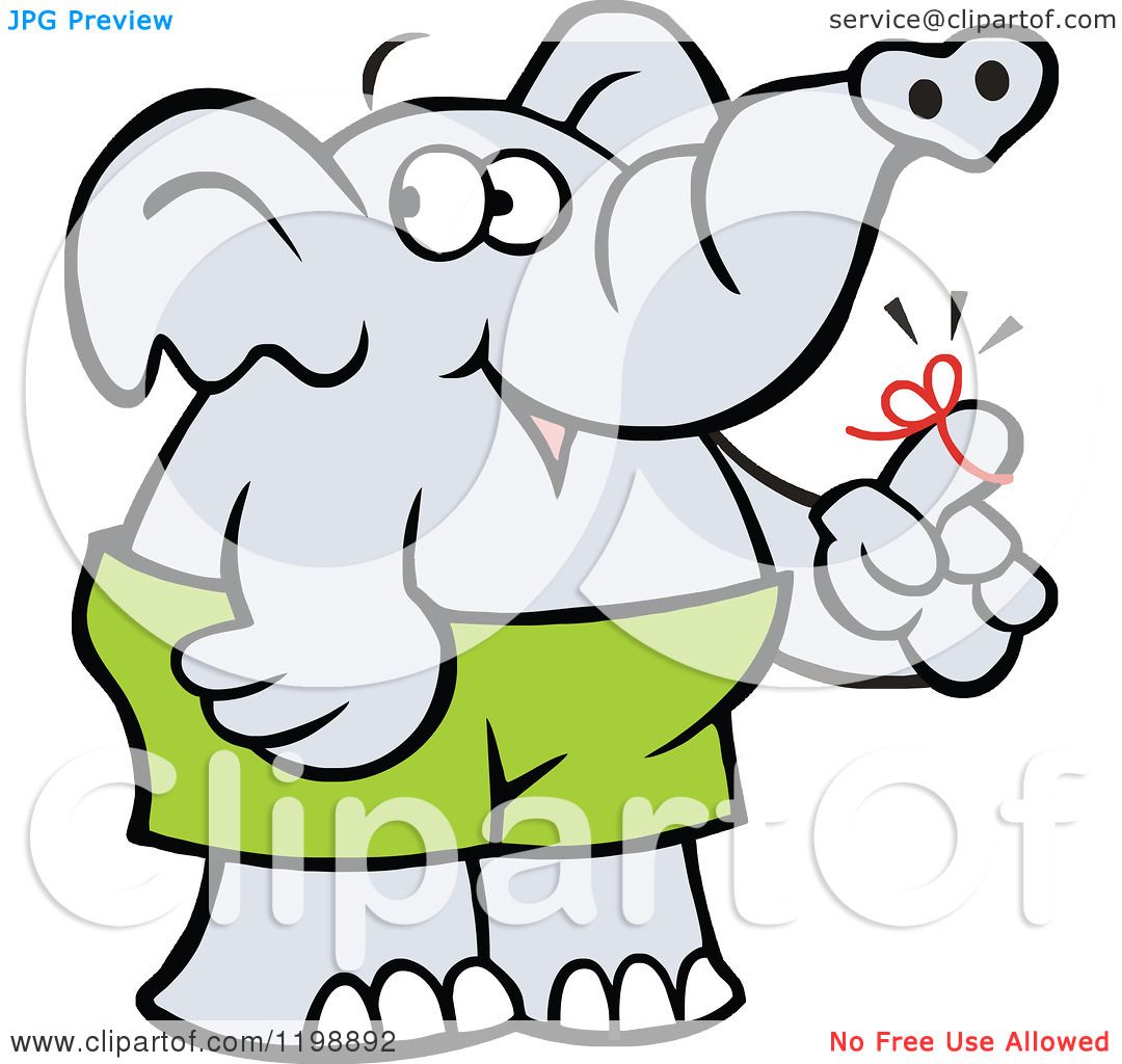 1080x1024 Cartoon Of A Forgetful Elephant With A Reminder Ribbon On His