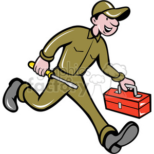 300x300 Royalty Free Electrician Repairman With Toolbox 388356 Vector Clip