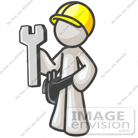 450x450 Clip Art Graphic Of A White Guy Character Holding A Spanner Tool
