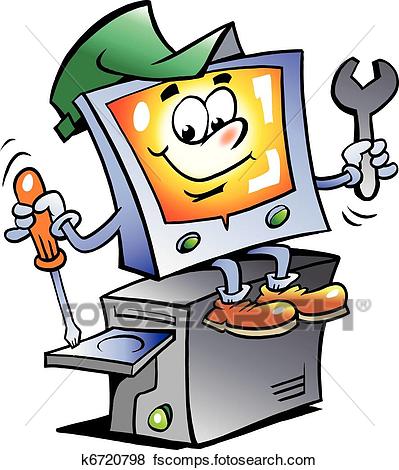 399x470 Clip Art Of Computer Repair Mascot K6720798