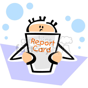 300x300 Royalty Free Cartoon Little Boy Reading His Report Card 382706