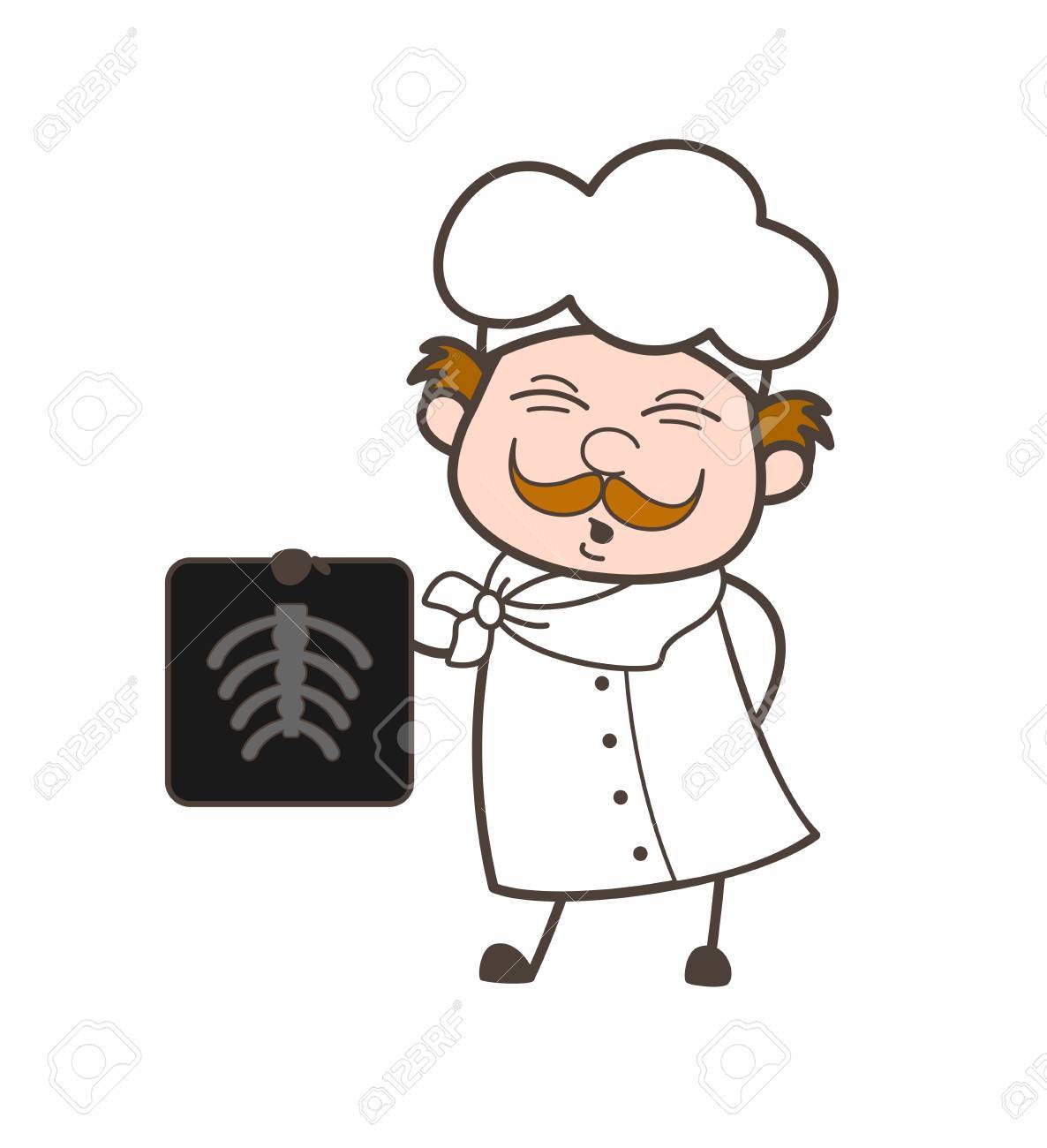 1186x1300 Cartoon Chef Showing X Ray Report Vector Illustration Royalty Free