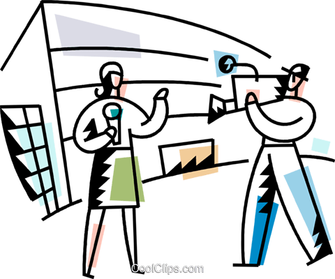 480x400 Female Reporter With Camera Man Royalty Free Vector Clip Art