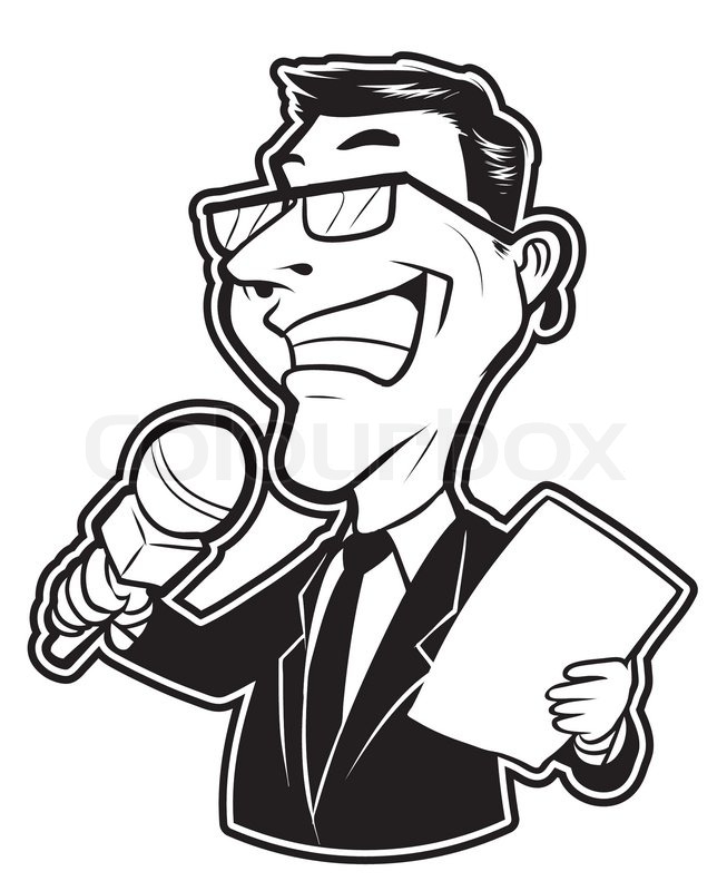 653x800 Black And White Clipart Reporter Man Stock Vector Colourbox