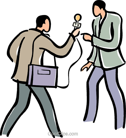 438x480 Man Talking With A Reporter Royalty Free Vector Clip Art