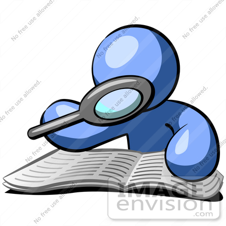 450x450 Cliprt Graphic Of Blue Guy Character Researching Book