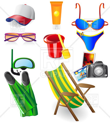 356x400 Summer Resort And Beach Rest Objects Royalty Free Vector Clip Art