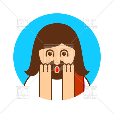 400x400 Oh My God Jesus Emotion. Funny Icon. Royalty Free Vector Clip Art
