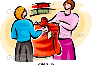 300x212 Woman And A Sales Clerk Buying Vector Clip Art