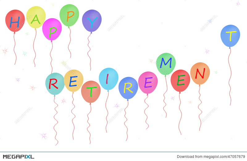 800x523 Happy Retirement Party Balloon Banner, White Background