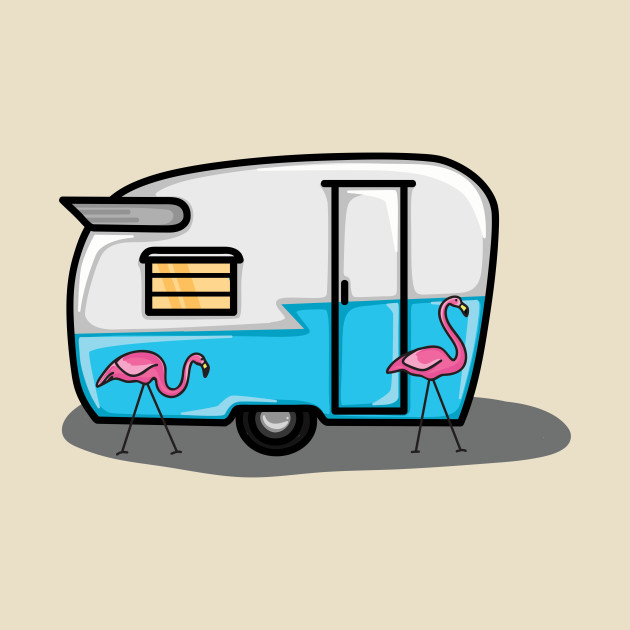 630x630 Retro Blue Flamingo Campers