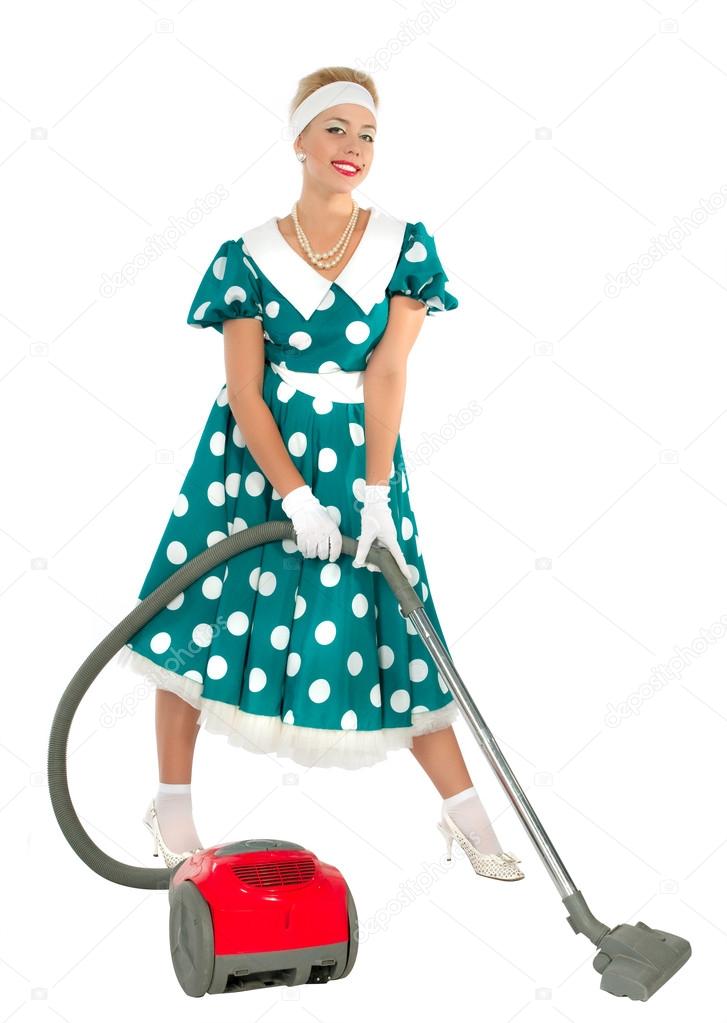 727x1023 Cute Young Retro Housewife Stock Photo Gekaskr