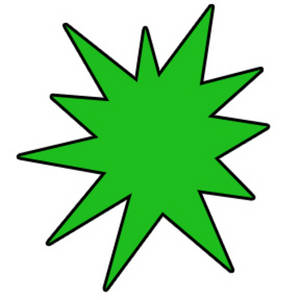 300x300 Clipart Graphic Of A Green Star Burst With A Black Outline
