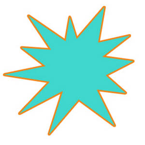 300x300 Clipart Image Of A Turquoise Star Burst With Orange Outline