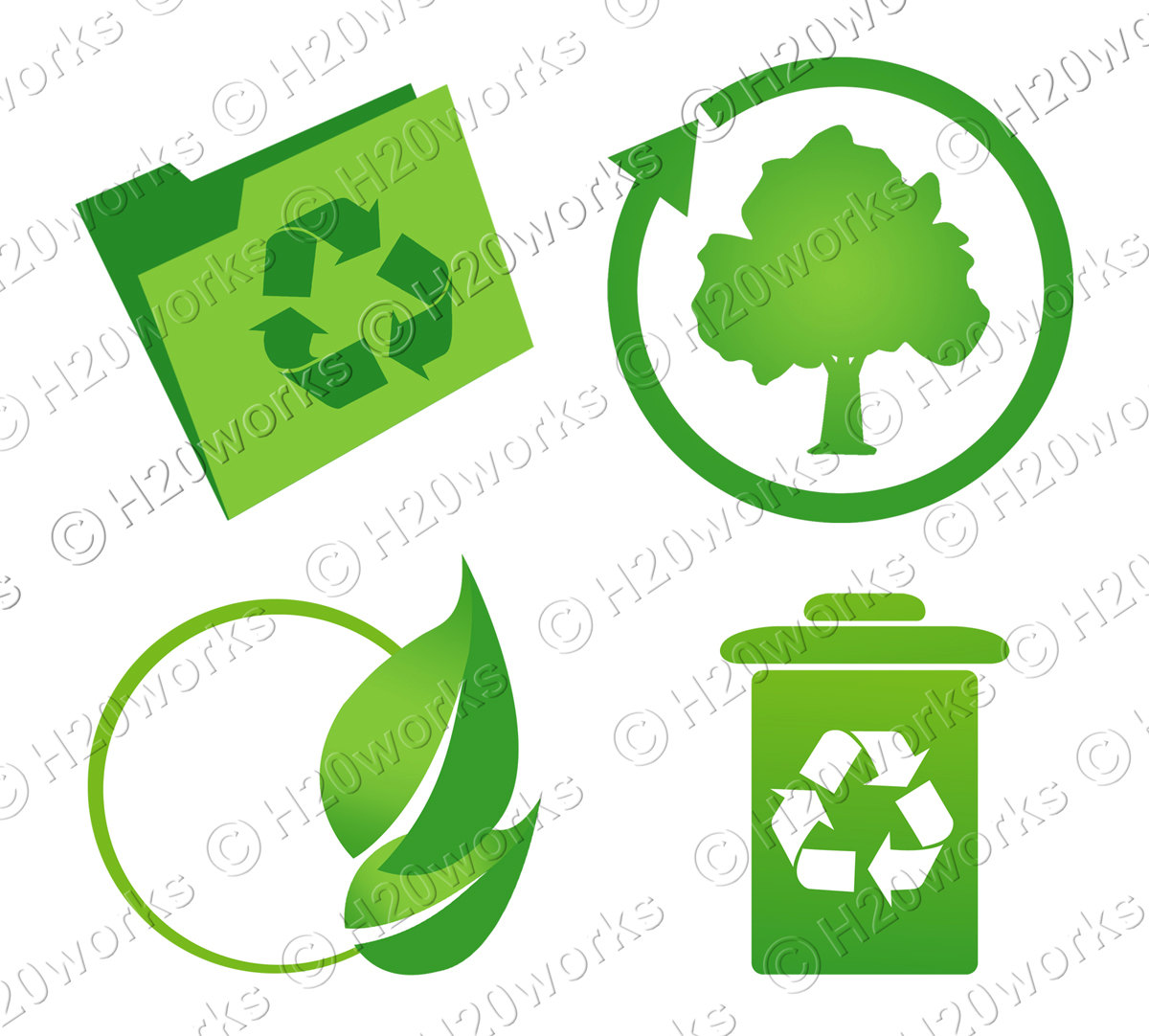 1200x1082 Green Reduce, Reuse, Recycle Clip Art Set