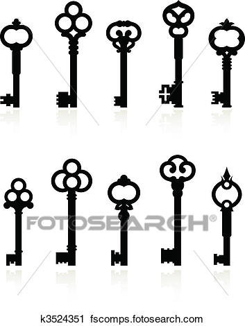 353x470 Clipart Of Antique Keys Collection K3524351