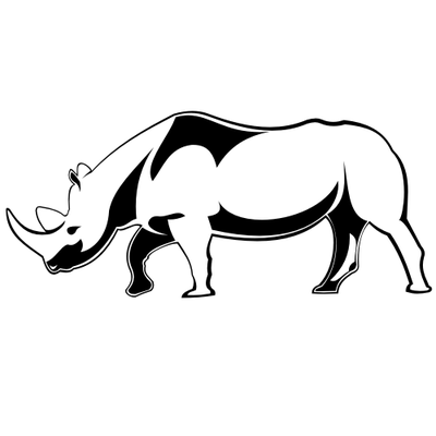 400x400 Line Art Black Amp White Rhino, Vector Graphic