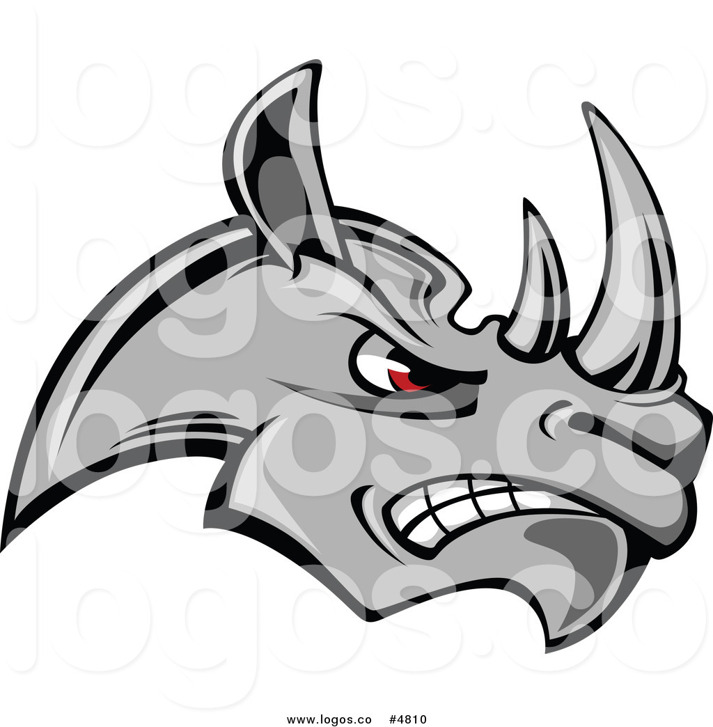 1024x1044 Royalty Free Vector Of A Mad Gray Rhino Logo By Vector Tradition