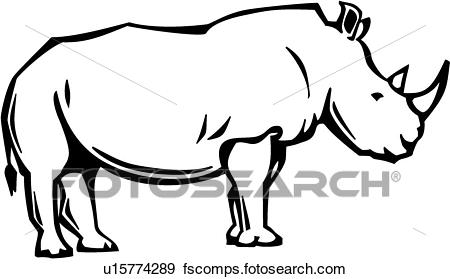 450x279 Clip Art Of Rhino U15774289