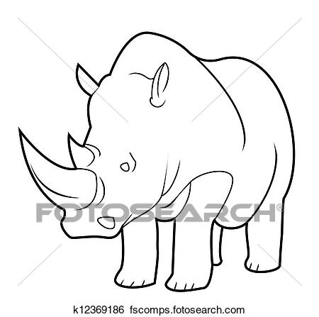 450x447 Clip Art Of Rhino K12369186