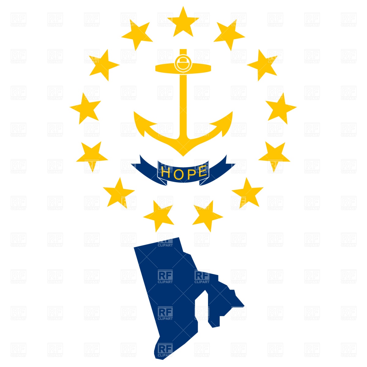 1200x1200 Rhode Island State Map And Flag Royalty Free Vector Clip Art Image