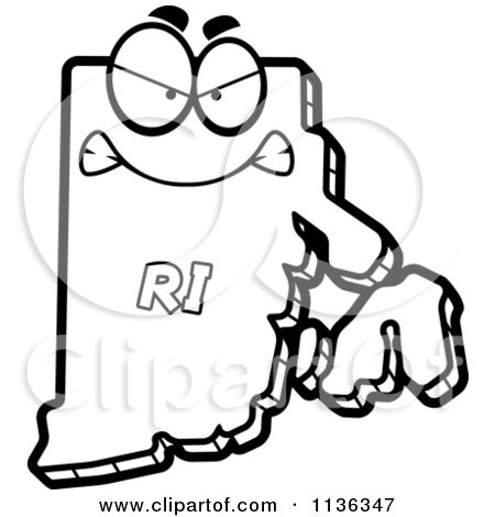 450x470 Cartoon Clipart Of An Outlined Mad Rhode Island State Character