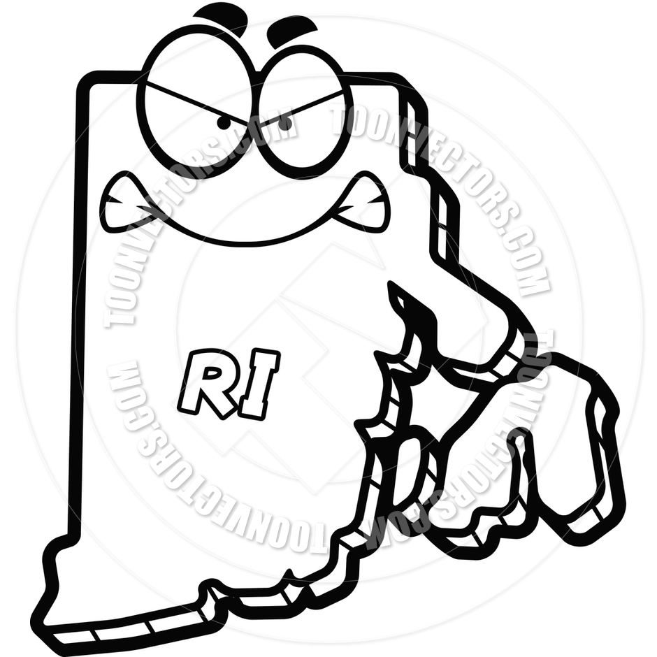 940x940 Cartoon Rhode Island Angry (Black And White Line Art) By Cory