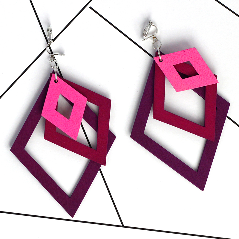 800x800 Buy Fashion Rhombus Wooden Earrings For Women