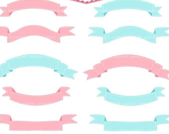 340x270 Clip Art Ribbon Banner Pendant Digital Clip Art Turquoise